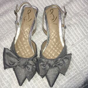 Sam Edelman Silver Slingback Heels with Bow